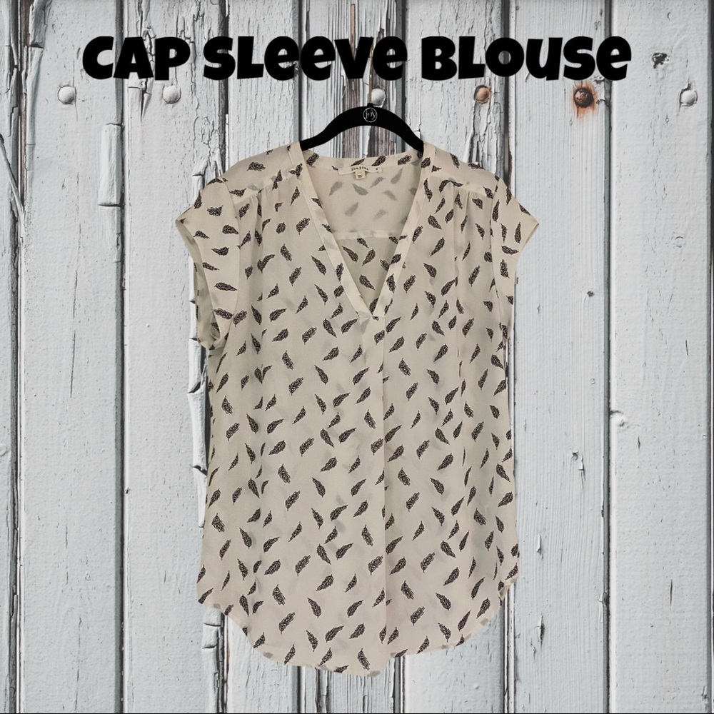 Cap sleeves over head v neck blouse